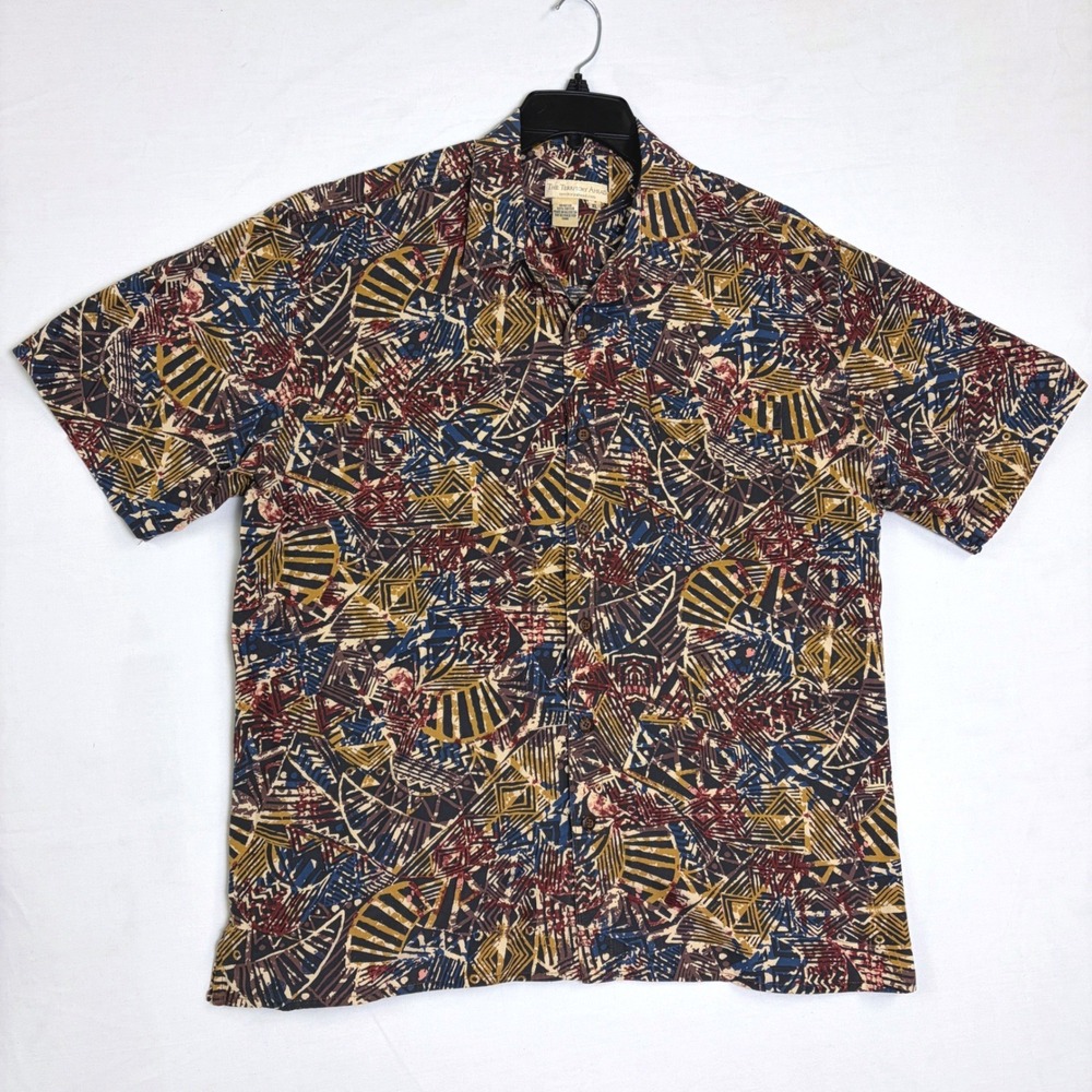 The Territory Ahead Mens XL Abstract Geometric Cotton Short Sleeve Button Down